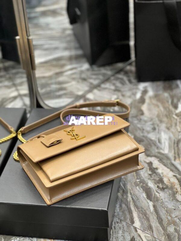 Replica YSL Saint Laurent Medium Sunset Satchel In Smooth Leather 634723 Dark Toffee 2