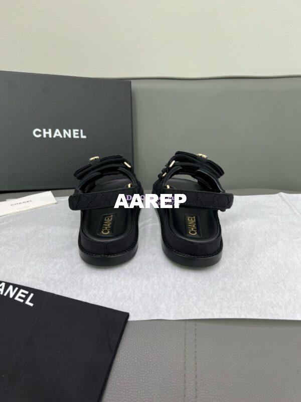 Replica Chanel Luxe CC Grossgrain and Calfskin Sandals G35927 Black with Bow 21