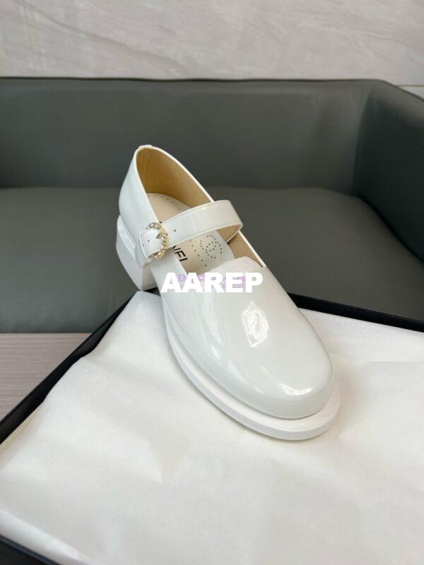 Replica Chanel 23B Luxe Mary Jane Ballet Shoes in Patent Leather G45146 White 7