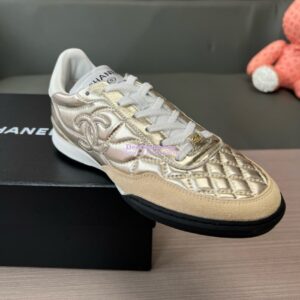 Replica Chanel 24P Sneakers Calfskin & Suede Calfskin G40178 Metallic Gold