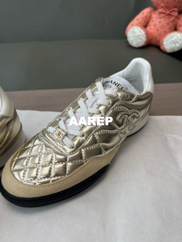 Replica Chanel 24P Sneakers Calfskin & Suede Calfskin G40178 Metallic Gold 3