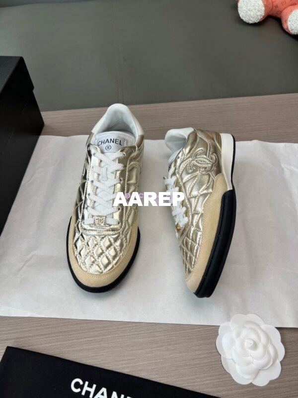 Replica Chanel 24P Sneakers Calfskin & Suede Calfskin G40178 Metallic Gold 5