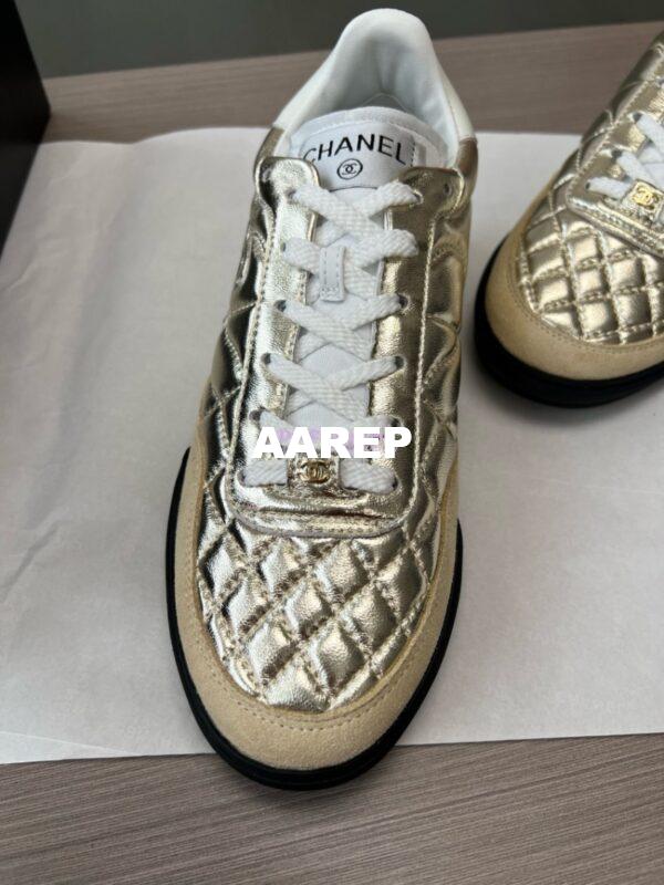 Replica Chanel 24P Sneakers Calfskin & Suede Calfskin G40178 Metallic Gold 7