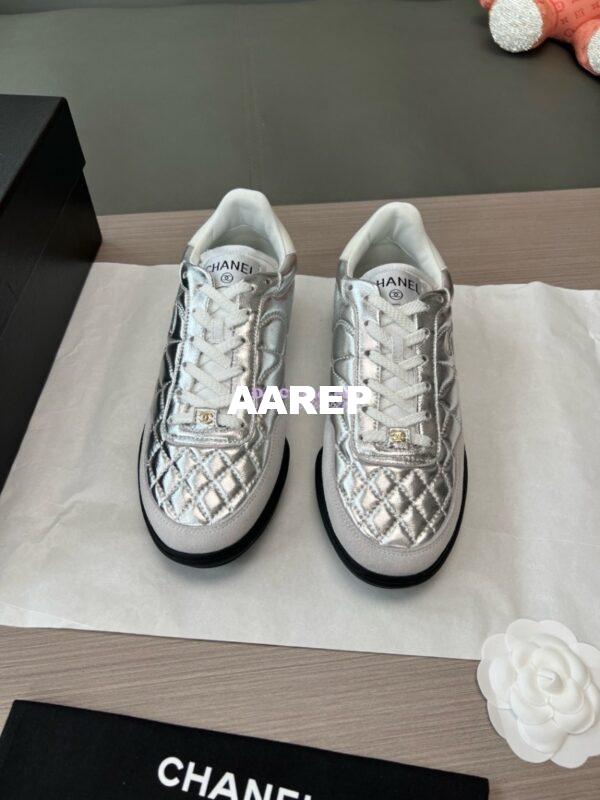 Replica Chanel 24P Sneakers Calfskin & Suede Calfskin G40178 Metallic Silver 4