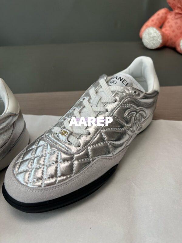 Replica Chanel 24P Sneakers Calfskin & Suede Calfskin G40178 Metallic Silver 5