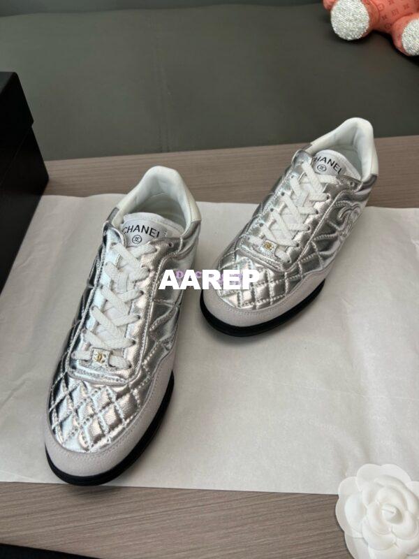 Replica Chanel 24P Sneakers Calfskin & Suede Calfskin G40178 Metallic Silver 6