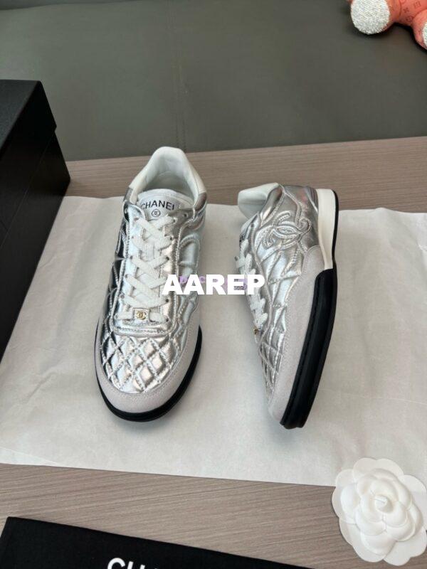 Replica Chanel 24P Sneakers Calfskin & Suede Calfskin G40178 Metallic Silver 7