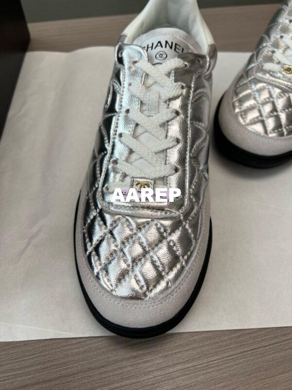 Replica Chanel 24P Sneakers Calfskin & Suede Calfskin G40178 Metallic Silver 8