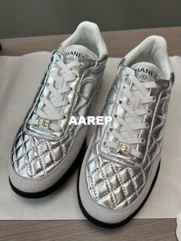 Replica Chanel 24P Sneakers Calfskin & Suede Calfskin G40178 Metallic Silver 10