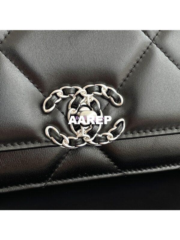 Replica Chanel 19 Wallet On Chain WOC AP0957 Black Silver hardware 5