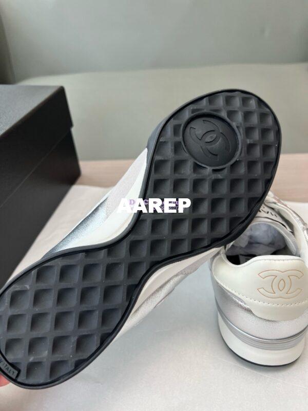 Replica Chanel 24P Sneakers Calfskin & Suede Calfskin G40178 Metallic Silver 11