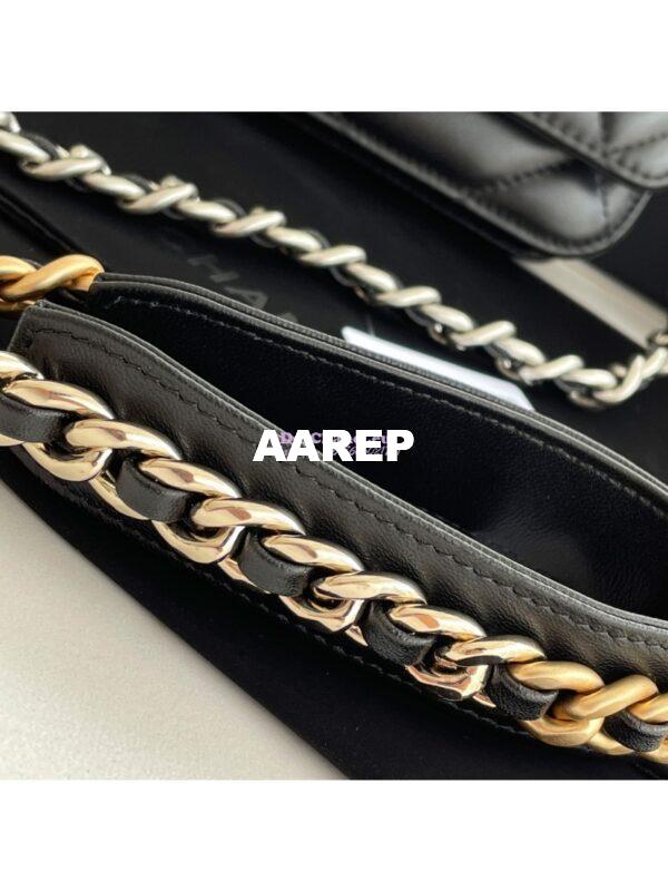Replica Chanel 19 Wallet On Chain WOC AP0957 Black Silver hardware 6