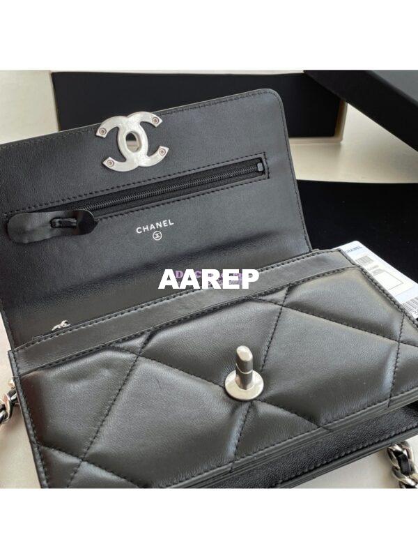 Replica Chanel 19 Wallet On Chain WOC AP0957 Black Silver hardware 8