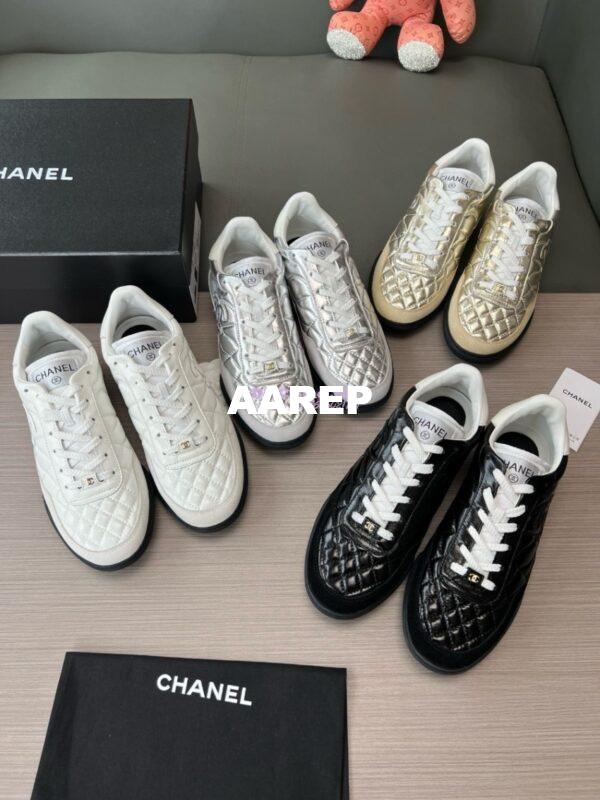 Replica Chanel 24P Sneakers Calfskin & Suede Calfskin G40178 Black 4