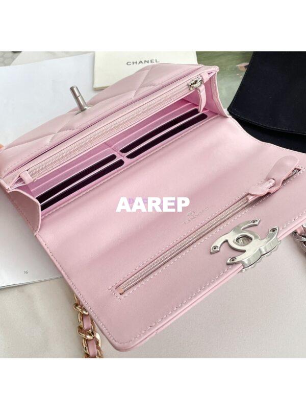Replica Chanel 19 Wallet On Chain WOC AP0957 Light Pink Silver hardware 9