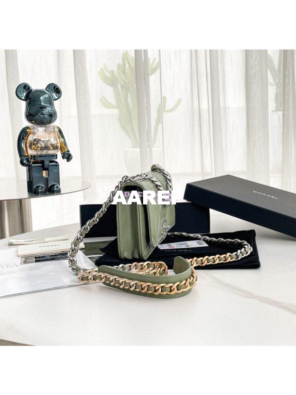 Replica Chanel 19 Wallet On Chain WOC AP0957 Matcha Silver hardware 6
