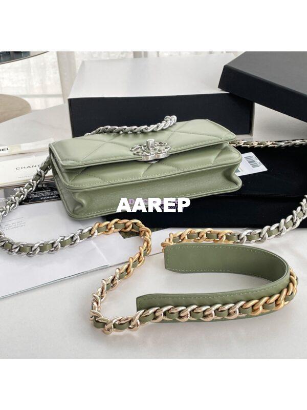 Replica Chanel 19 Wallet On Chain WOC AP0957 Matcha Silver hardware 7