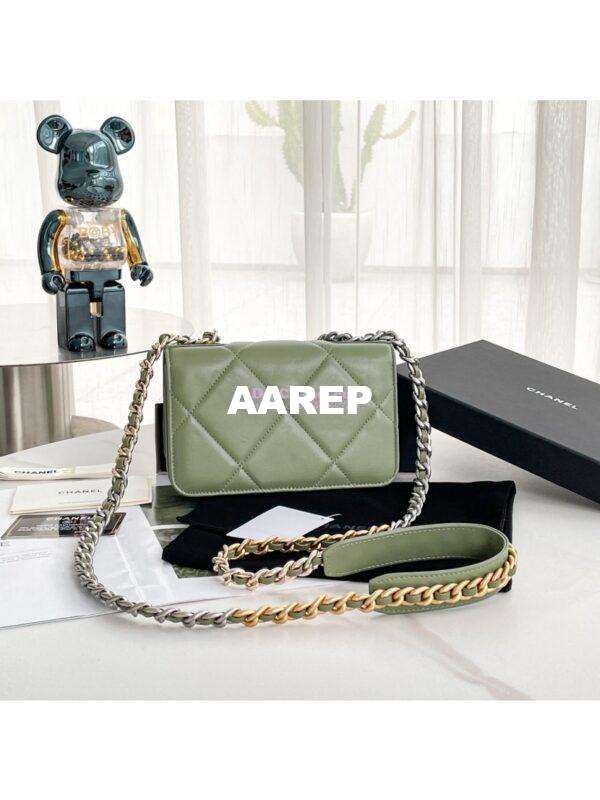Replica Chanel 19 Wallet On Chain WOC AP0957 Matcha Silver hardware 11