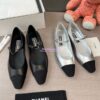 Replica Chanel 24SS Mary Janes Mules Lambskin and Grossgrain Ballet Flats G45484 Metallic Silver