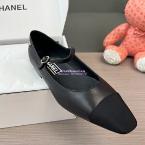 Replica Chanel 24SS Mary Janes Mules Lambskin and Grossgrain Ballet Flats G45484 Black 2