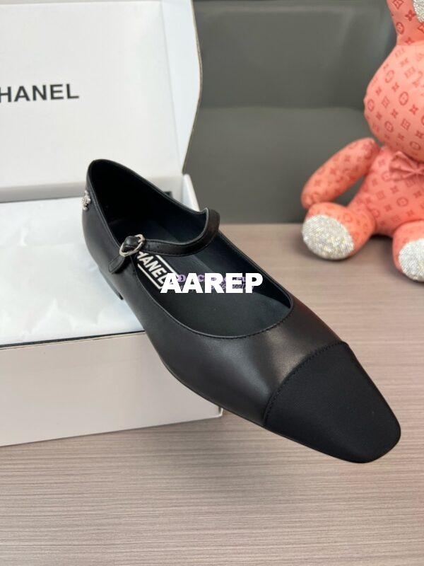 Replica Chanel 24SS Mary Janes Mules Lambskin and Grossgrain Ballet Flats G45484 Black 2