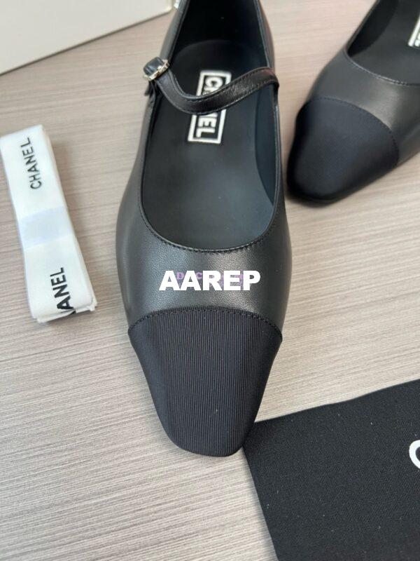 Replica Chanel 24SS Mary Janes Mules Lambskin and Grossgrain Ballet Flats G45484 Black 7