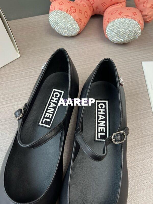 Replica Chanel 24SS Mary Janes Mules Lambskin and Grossgrain Ballet Flats G45484 Black 9