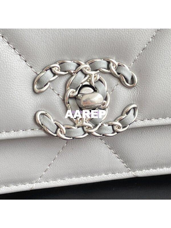Replica Chanel 19 Wallet On Chain WOC AP0957 Grey Silver hardware 6