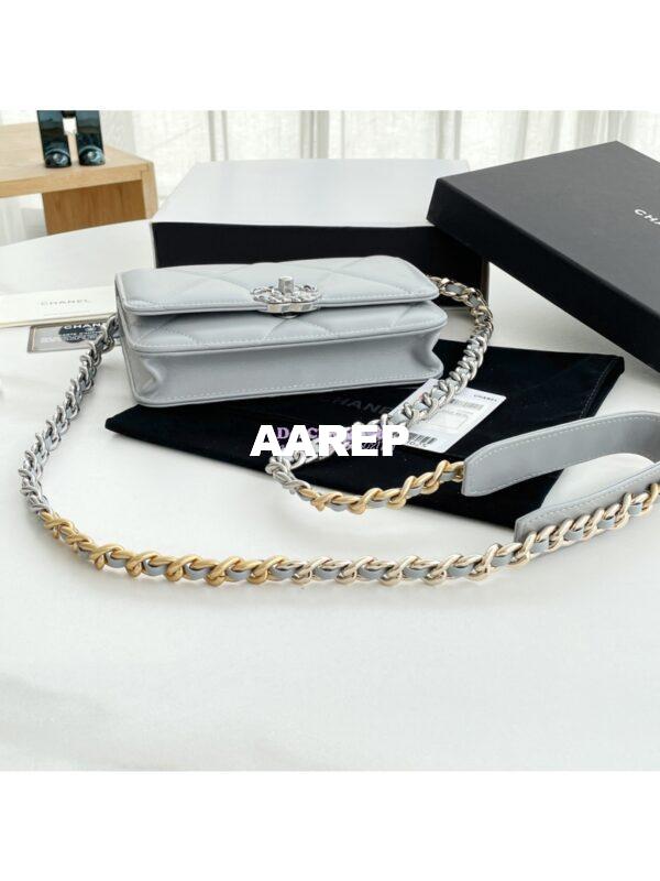 Replica Chanel 19 Wallet On Chain WOC AP0957 Grey Silver hardware 8