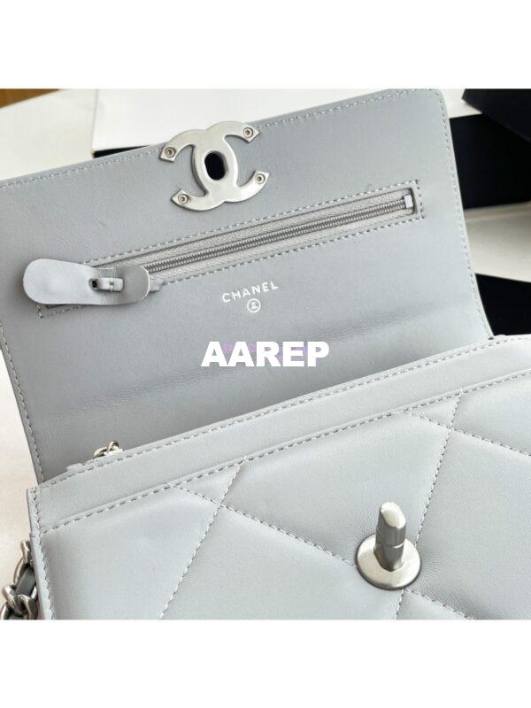 Replica Chanel 19 Wallet On Chain WOC AP0957 Grey Silver hardware 9