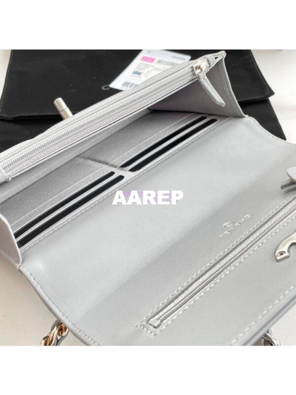 Replica Chanel 19 Wallet On Chain WOC AP0957 Grey Silver hardware 10