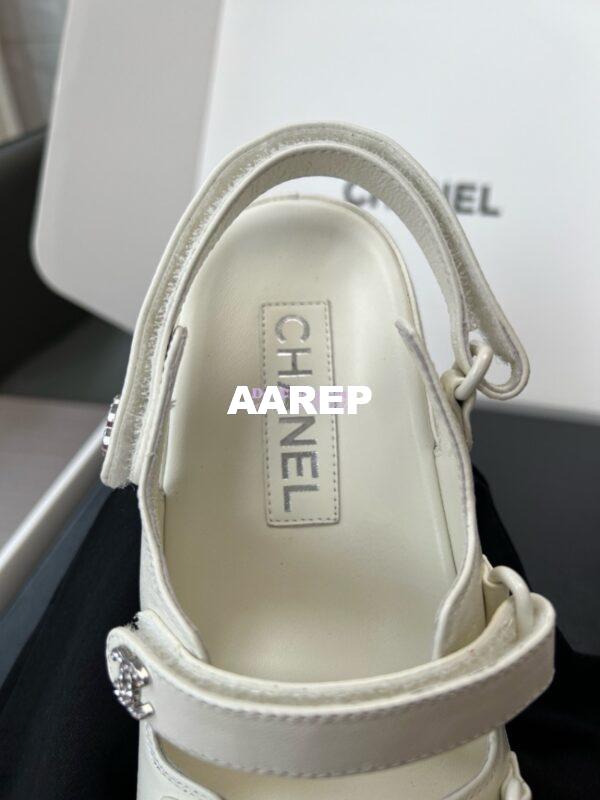 Replica Chanel Luxe 24SS Imported Shiny Lambskin Sandals G45628 White 15