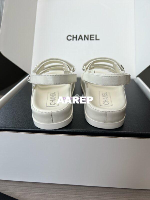 Replica Chanel Luxe 24SS Imported Shiny Lambskin Sandals G45628 White 17
