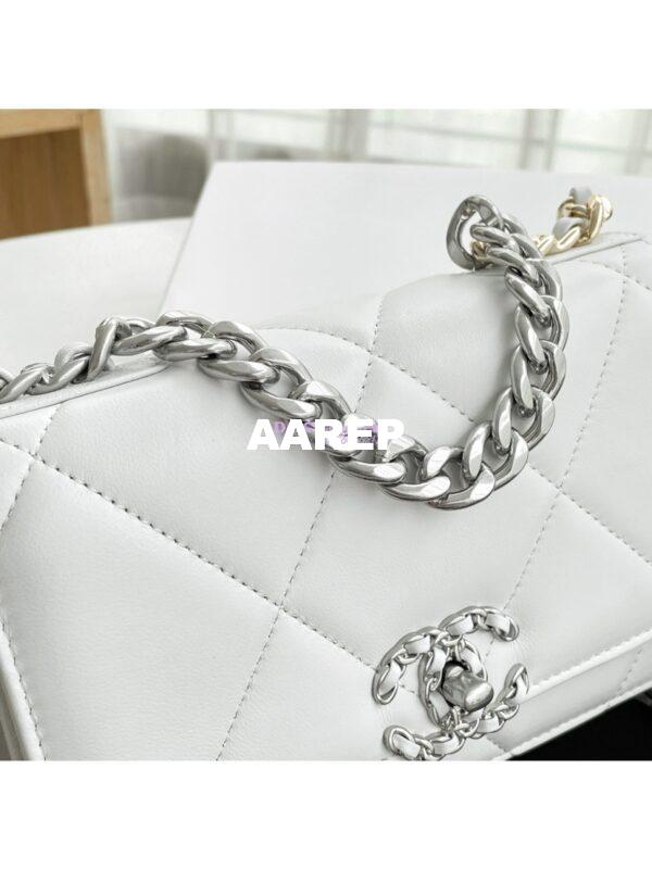 Replica Chanel 19 Wallet On Chain WOC AP0957 White Silver hardware 4