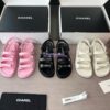 Replica Chanel Luxe 24SS Imported Shiny Lambskin Sandals G45628 White