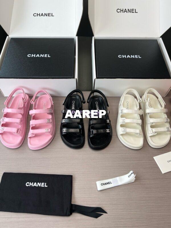 Replica Chanel Luxe 24SS Imported Shiny Lambskin Sandals G45628 Black 3