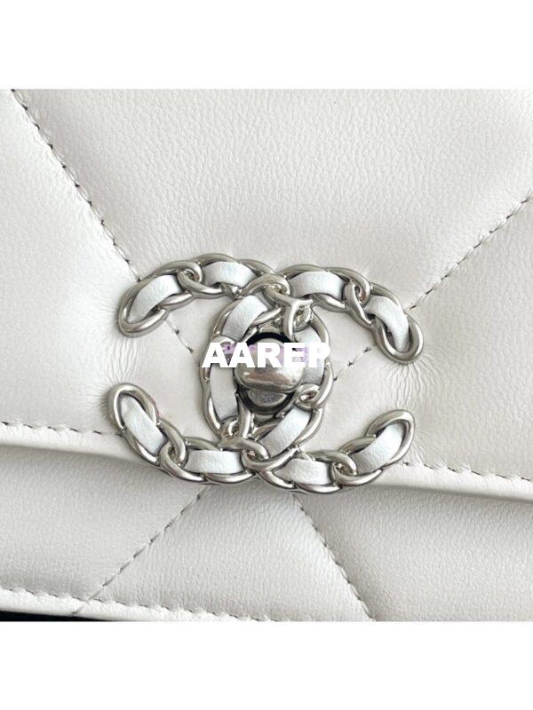 Replica Chanel 19 Wallet On Chain WOC AP0957 White Silver hardware 6