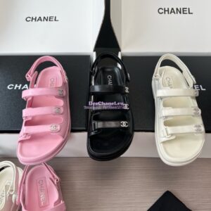 Replica Chanel Luxe 24SS Imported Shiny Lambskin Sandals G45628 Black 2
