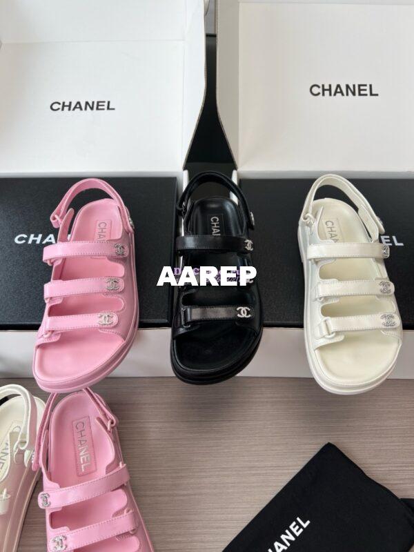 Replica Chanel Luxe 24SS Imported Shiny Lambskin Sandals G45628 Black 4