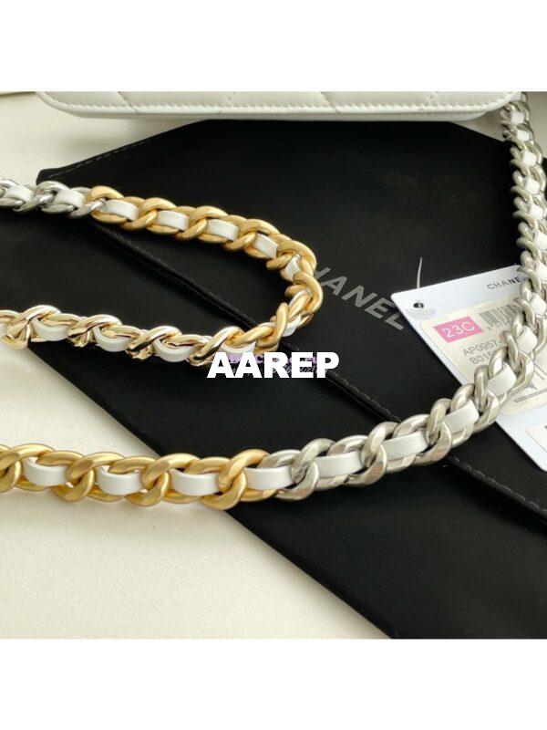 Replica Chanel 19 Wallet On Chain WOC AP0957 White Silver hardware 7