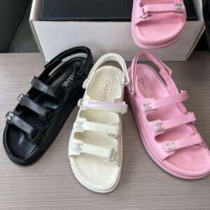 Replica Chanel Luxe 24SS Imported Shiny Lambskin Sandals G45628 Pink 2