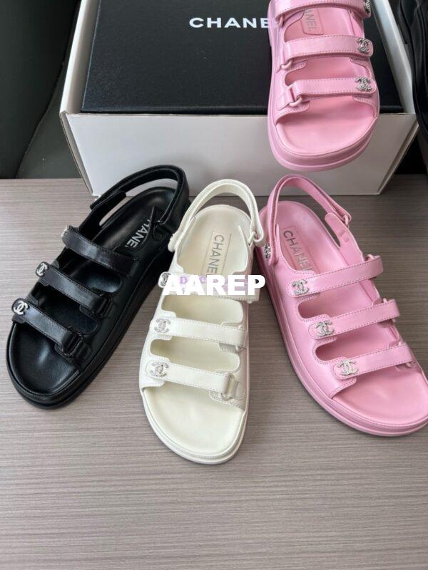 Replica Chanel Luxe 24SS Imported Shiny Lambskin Sandals G45628 Pink 4