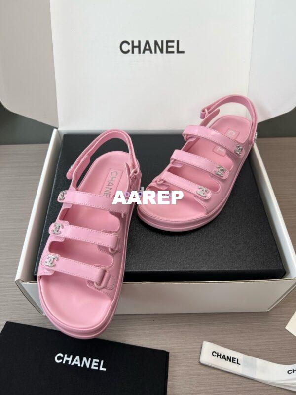 Replica Chanel Luxe 24SS Imported Shiny Lambskin Sandals G45628 Pink 8
