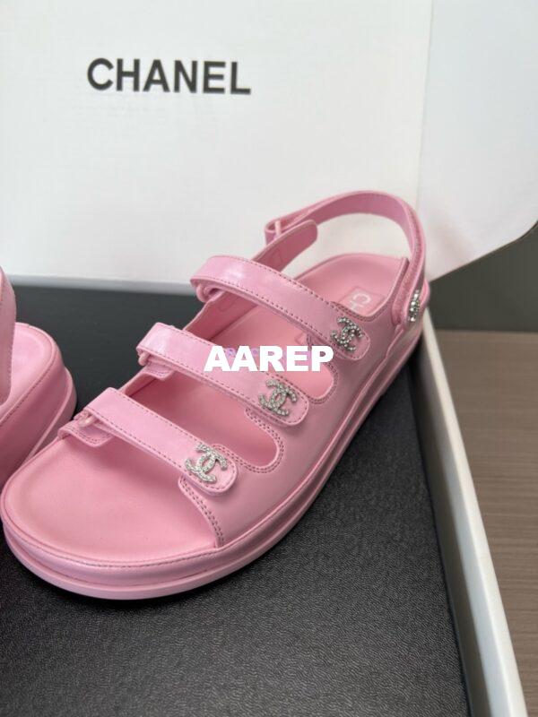 Replica Chanel Luxe 24SS Imported Shiny Lambskin Sandals G45628 Pink 9