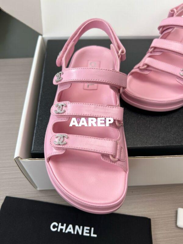 Replica Chanel Luxe 24SS Imported Shiny Lambskin Sandals G45628 Pink 10