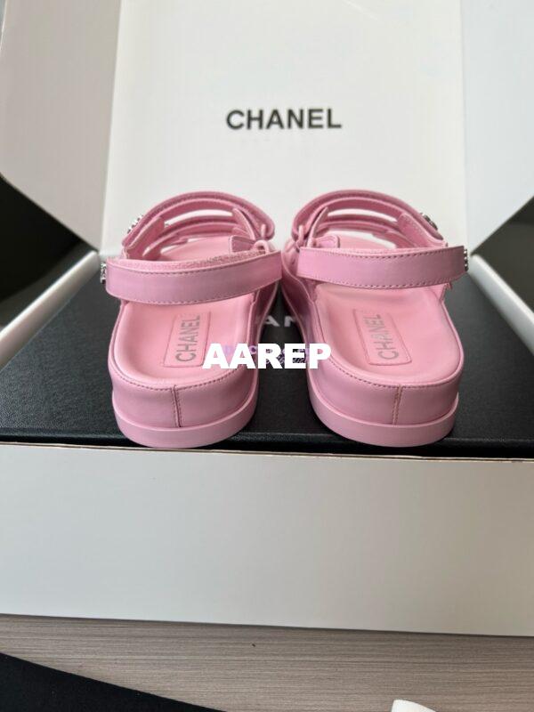 Replica Chanel Luxe 24SS Imported Shiny Lambskin Sandals G45628 Pink 12