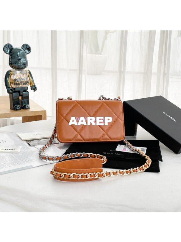 Replica Chanel 19 Wallet On Chain WOC AP0957 Orange Silver hardware 9
