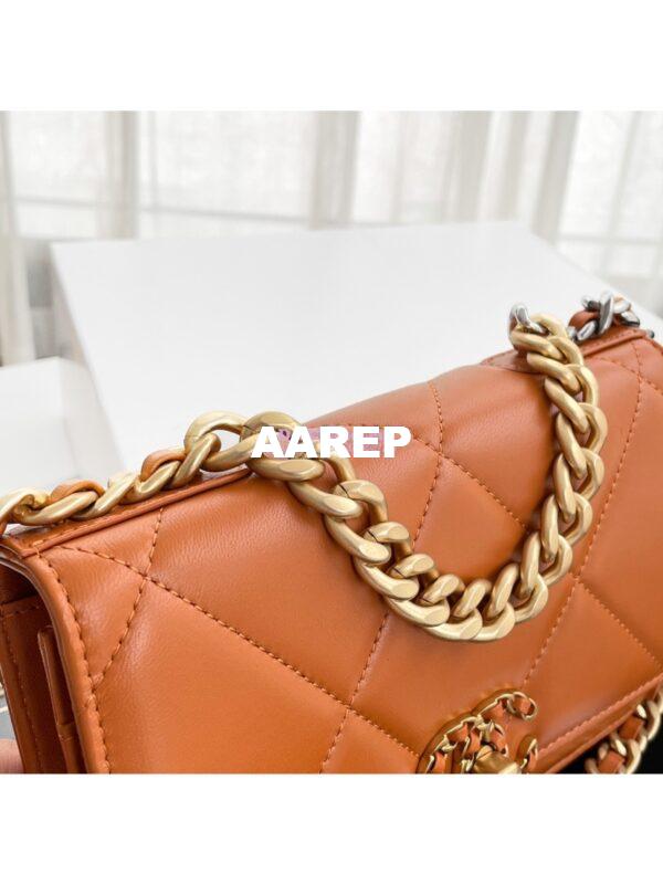 Replica Chanel 19 Wallet On Chain WOC AP0957 Orange Gold hardware 5