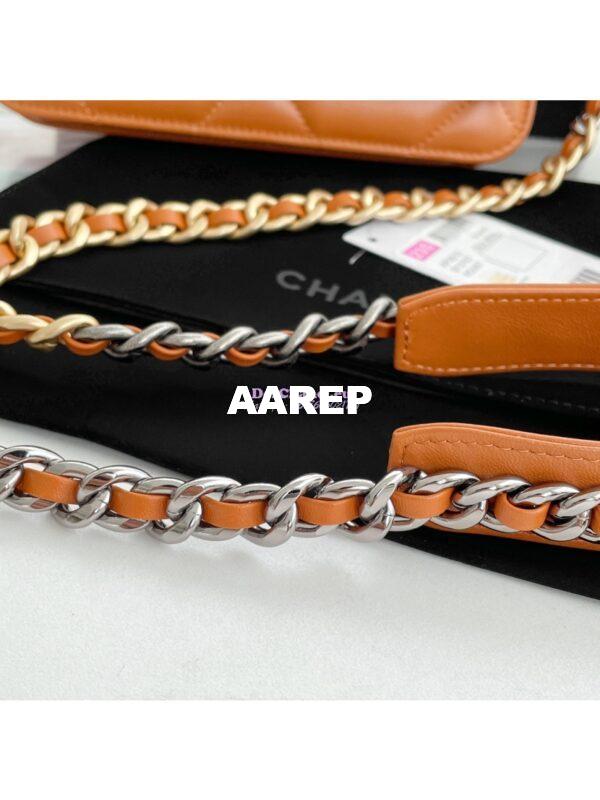 Replica Chanel 19 Wallet On Chain WOC AP0957 Orange Gold hardware 6