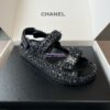 Replica Chanel Luxe CC Button Caviar Sandals G35927 Black 2